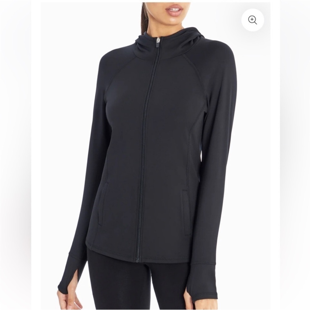 Marika Fitted Zip Up Athletic Jacket Black Size Medium